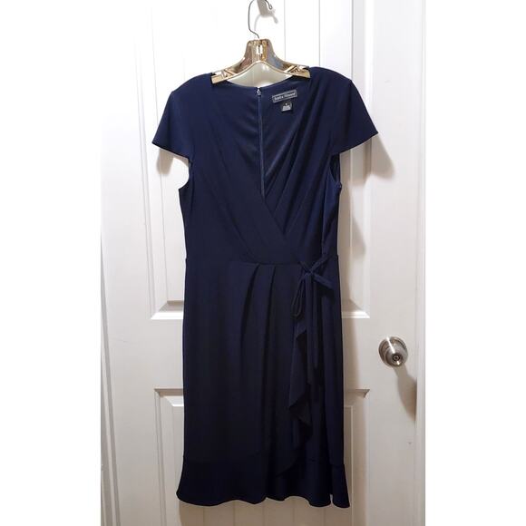 Jessica Howard Navy Blue Women's Wrap Dress Short Sleeve Size 12 Career - Picture 2 of 9